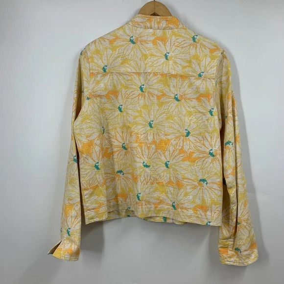 Pendleton Women's Cotton Spring Summer‎ Yellow and White Floral Jacket Size L - Picture 2 of 12